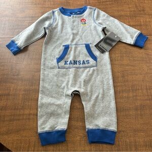 COLOSSEUM KANSAS JAYHAWKS BABY GREY  LOUNGEWEAR ONE PIECE pajamas 18 months cl
